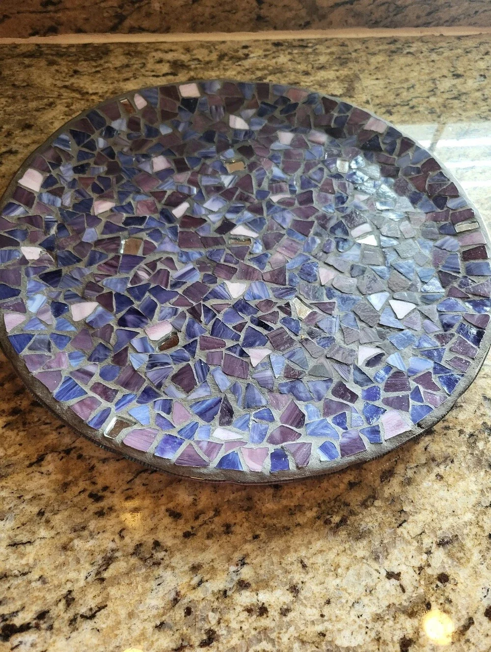 Handmade 13 Inch Mosaic Glass Charger Plate - Purple & Lavender